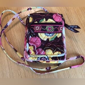 Vera Bradley Buttercup Mini Hipster Crossbody Brown Yellow Flora